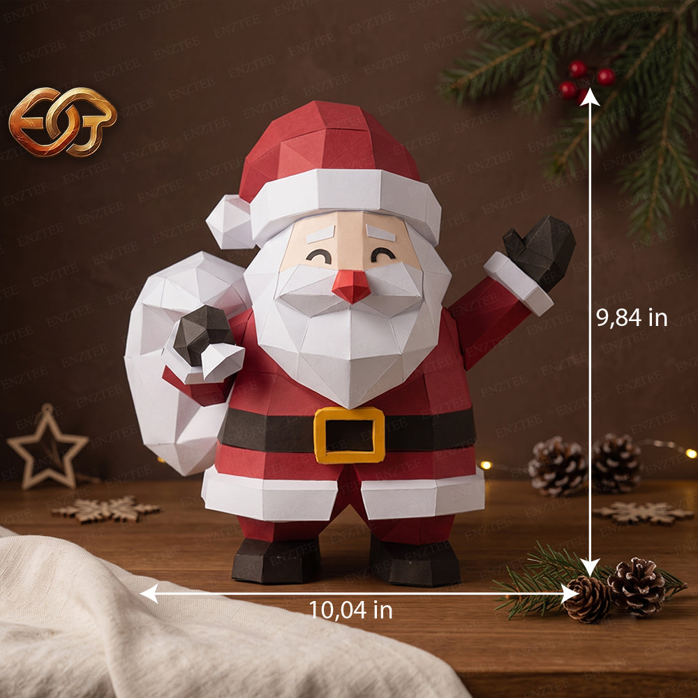 3D Santa Claus Papercraft SVG | DIY Low Poly Template