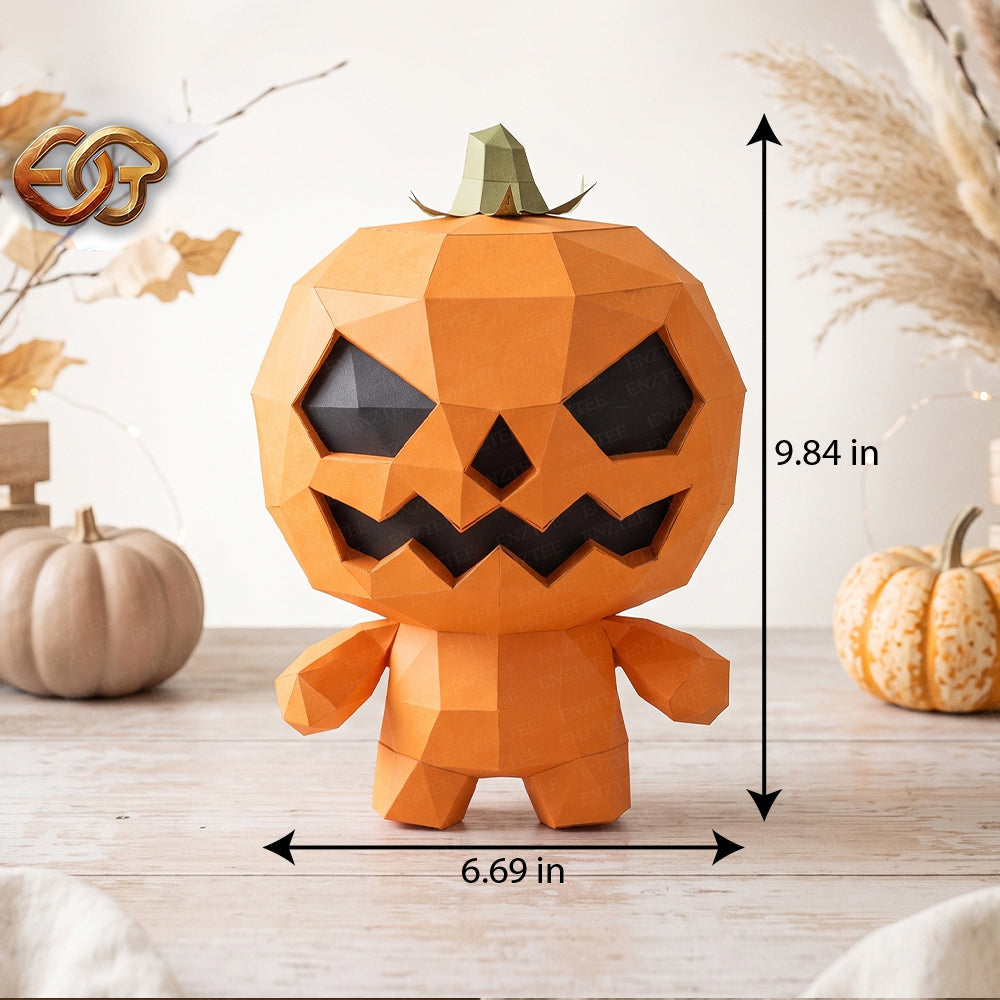 3D Pumpkin Man Papercraft SVG | DIY Low Poly Template