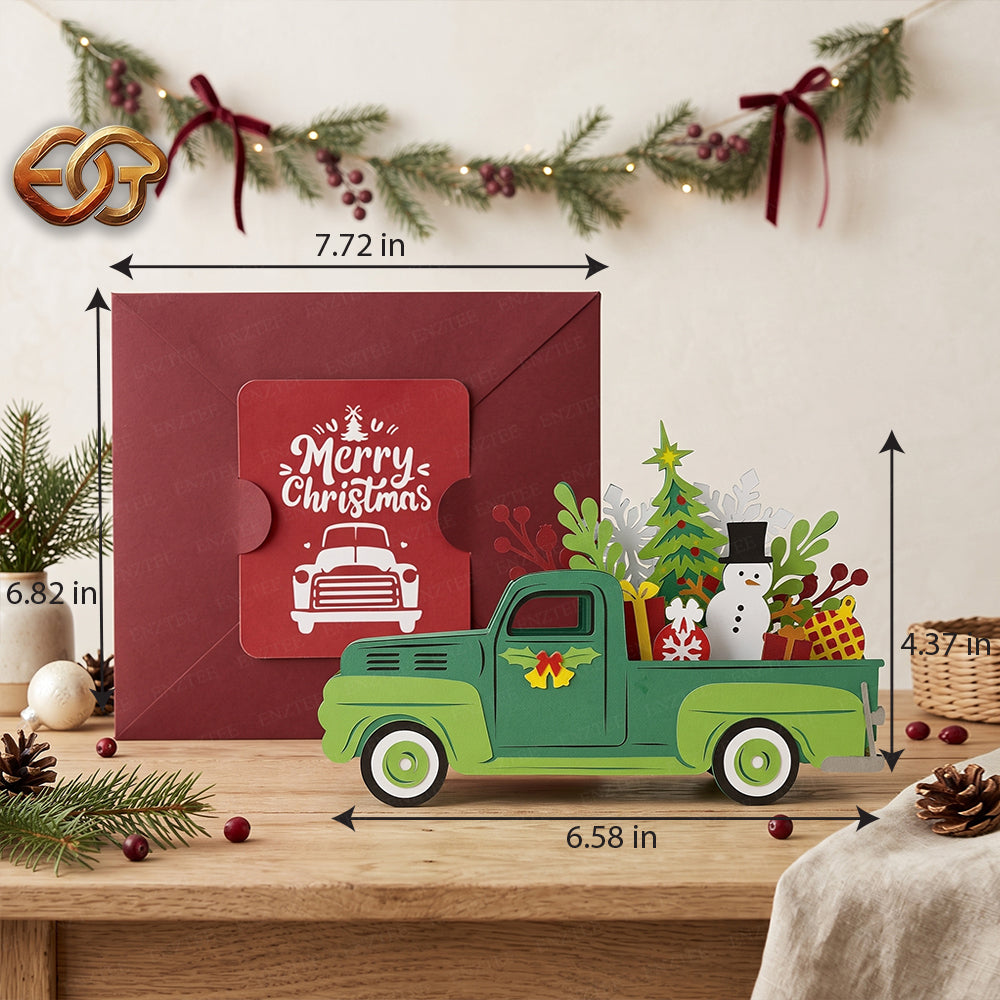 Christmas Pop-up Car SVG - 3D Layered Christmas Paper Craft Template for Cricut 3
