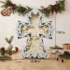 Nativity Scene Cross Box SVG for Cricut | 3D Layered SVG Paper Cut Light Box Template
