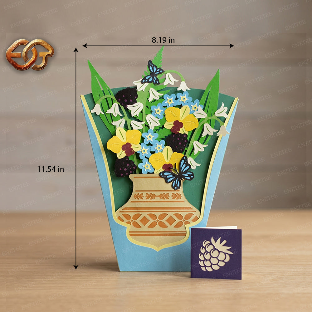 Floral Garden Pop-up Vase SVG – 3D Layered Flower Vase Paper Craft Template for Cricut 2