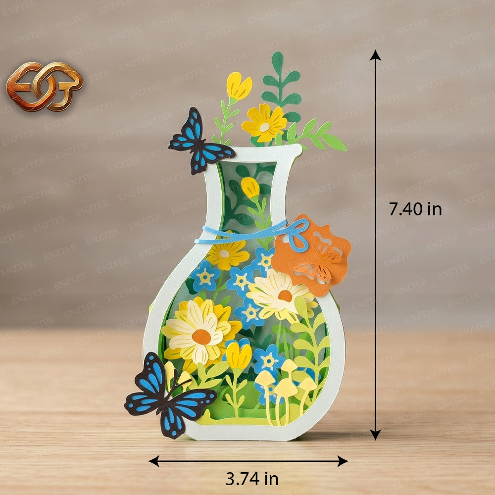 Combo 3 Floral Garden Pop-up Jar SVG – 3D Layered Flower Jar Paper Craft Template for Cricut