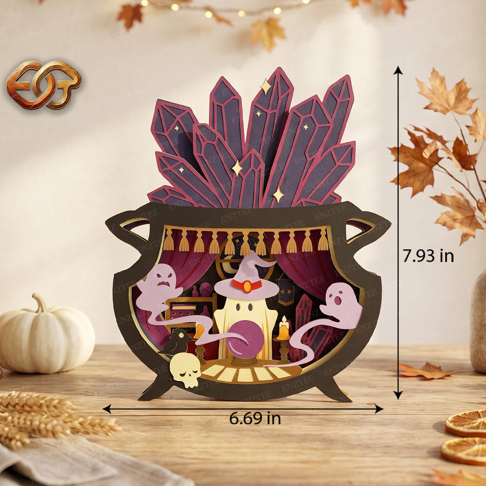 Halloween Boo Pop-up Claudron SVG - 3D Layered Halloween Paper Craft Template for Cricut 2