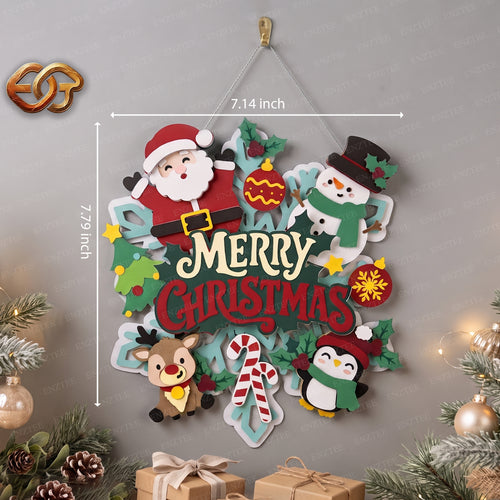 Christmas Door Hanger 3D Layered SVG | Christmas Paper Cut File 3