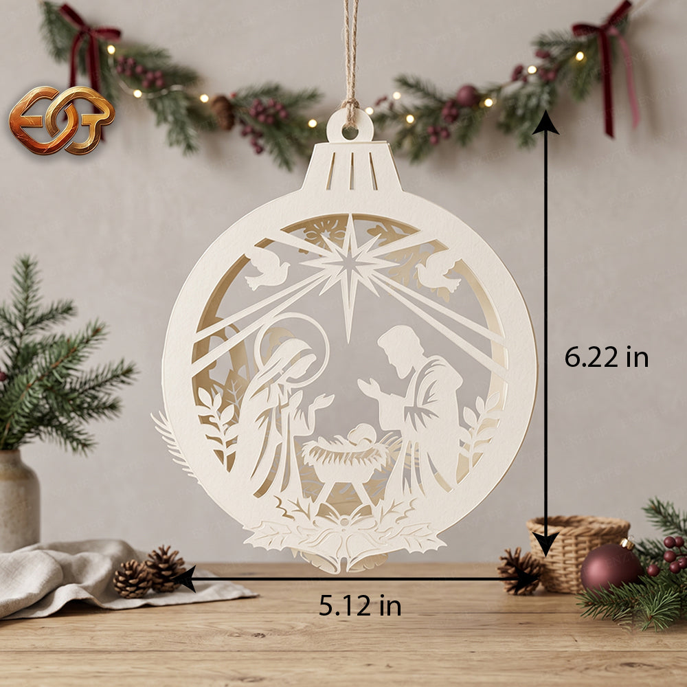 Christmas Ornament Candle Paper Lantern SVG - 3D Christmas Night Light Template 1