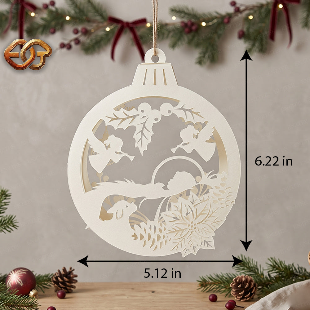 Christmas Ornament Candle Paper Lantern SVG - 3D Christmas Night Light Template 3