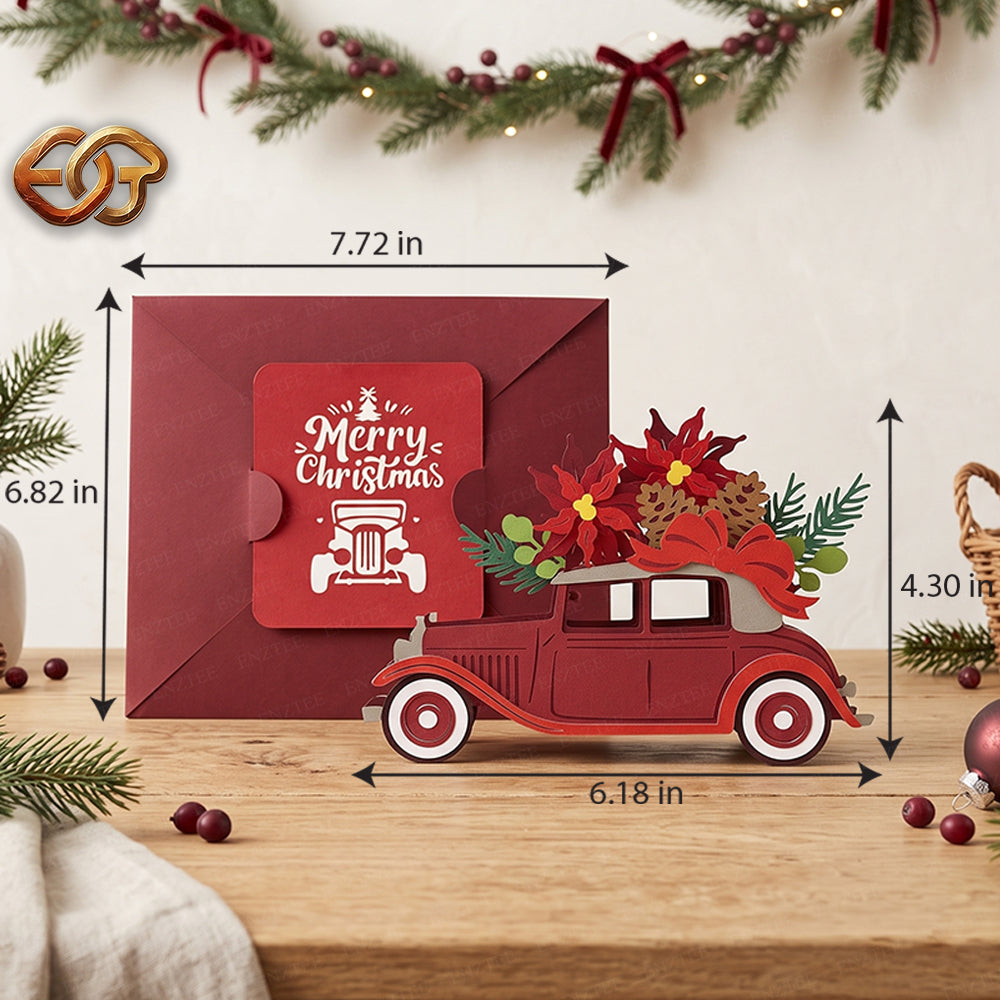Christmas Pop-up Car SVG - 3D Layered Christmas Paper Craft Template for Cricut 1
