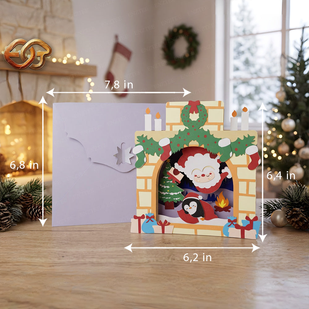 Christmas Pop-up Fireplace SVG - 3D Layered Christmas Paper Craft Template for Cricut