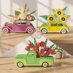 Combo 3 Flower Pop-up Car SVG – 3D Layered Flower Car Paper Craft Template for Cricut