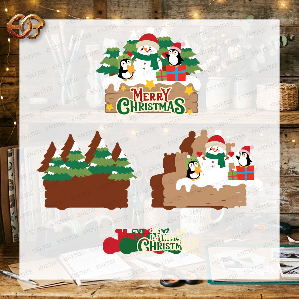 Christmas Door Hanger 3D Layered SVG | Christmas Paper Cut File 1