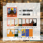 Halloween Starry Night Shadow Box SVG for Cricut | 3D Layered SVG Paper Cut Light Box Template