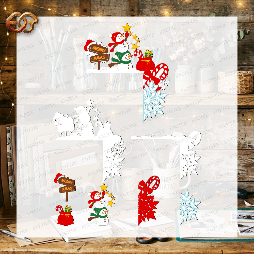 Combo 3 Christmas Door Toppers 3D Layered SVG | Christmas Paper Cut File