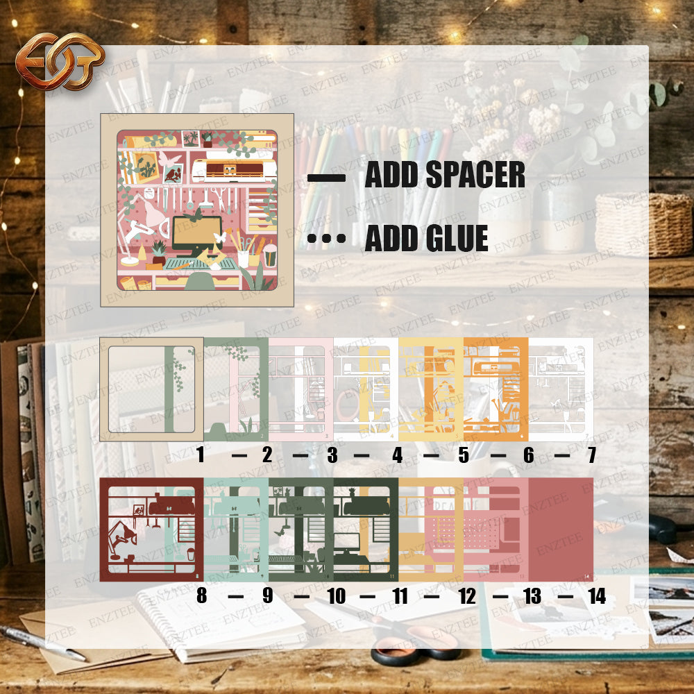 Cricut Room Shadow Box SVG for Cricut | 3D Layered SVG Paper Cut Light Box Template