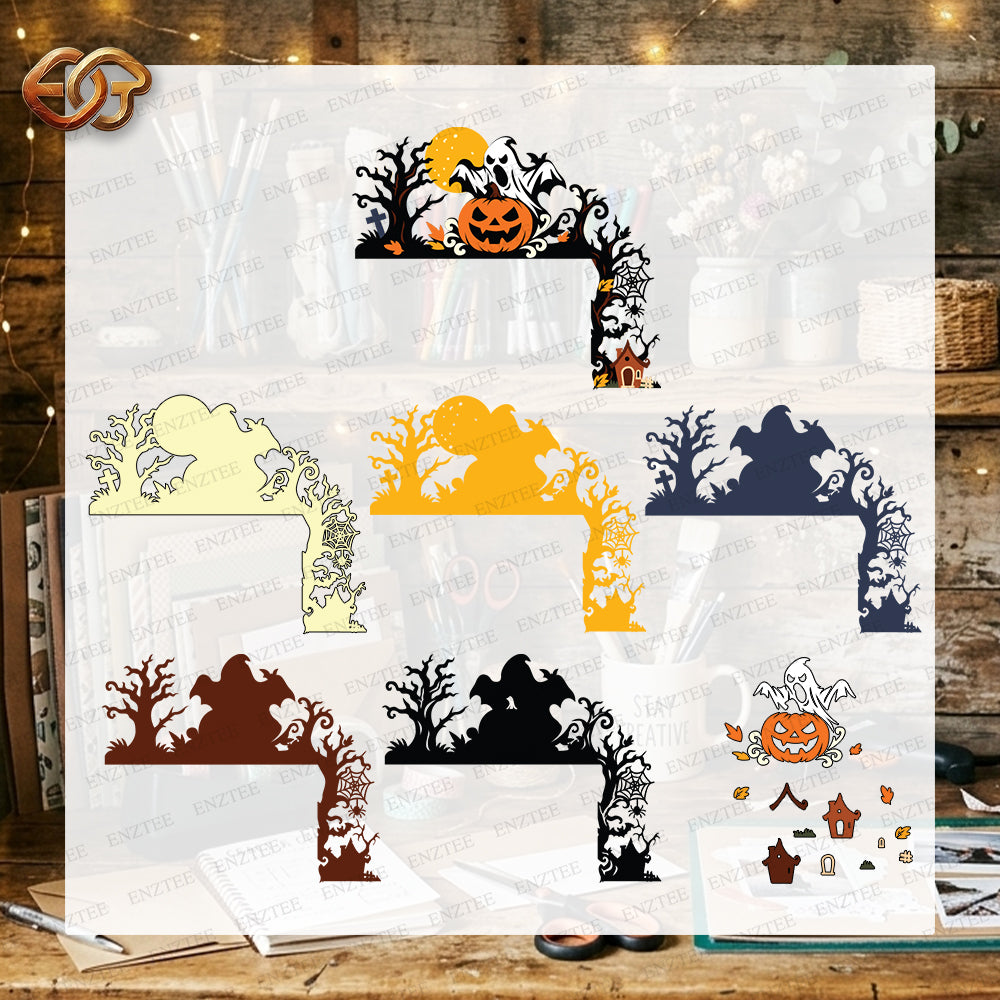 Combo 3 Halloween Door Toppers 3D Layered SVG | Halloween Paper Cut File