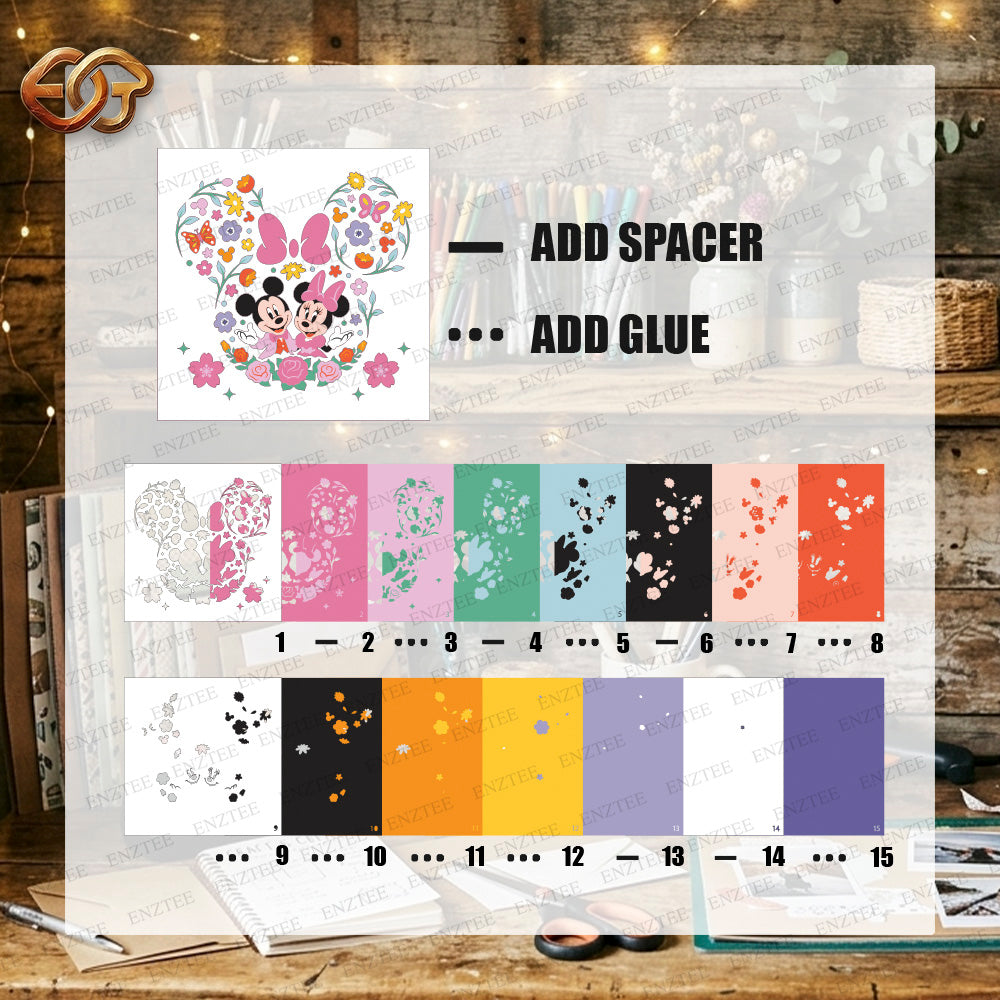 Combo 4 Season Couple Mouse Shadow Box SVG for Cricut | 3D Layered SVG Paper Cut Light Box Template