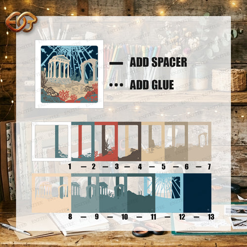 Atlantis Shadow Box SVG for Cricut | 3D Layered SVG Paper Cut Light Box Template