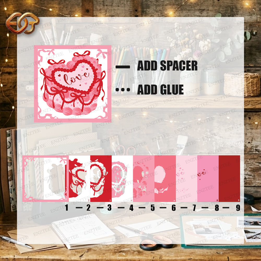 Heart Cake Shadow Box SVG for Cricut | 3D Layered SVG Paper Cut Light Box Template