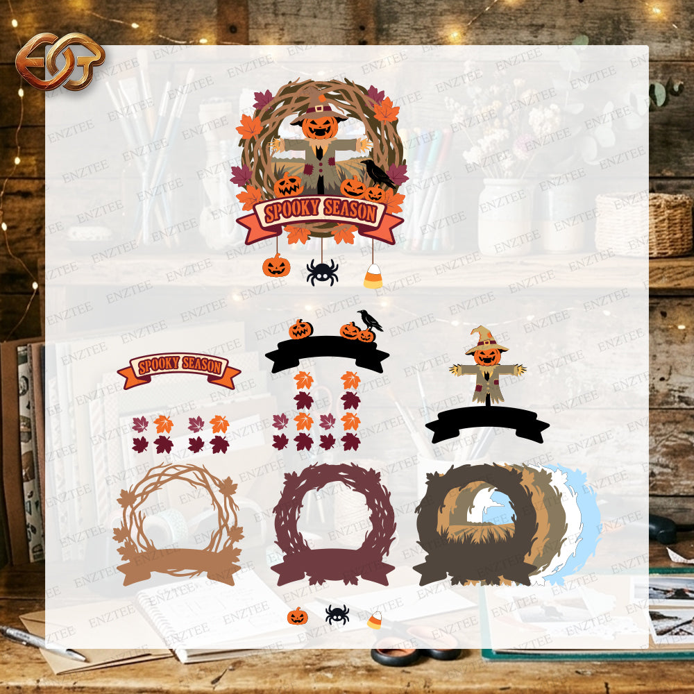 Halloween Door Hanger 3D Layered SVG | Halloween Paper Cut File 3