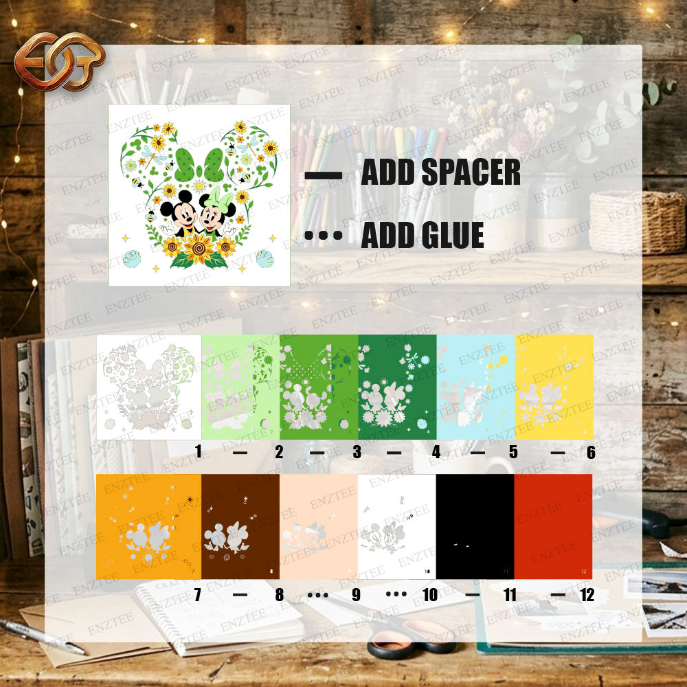 Combo 4 Season Couple Mouse Shadow Box SVG for Cricut | 3D Layered SVG Paper Cut Light Box Template