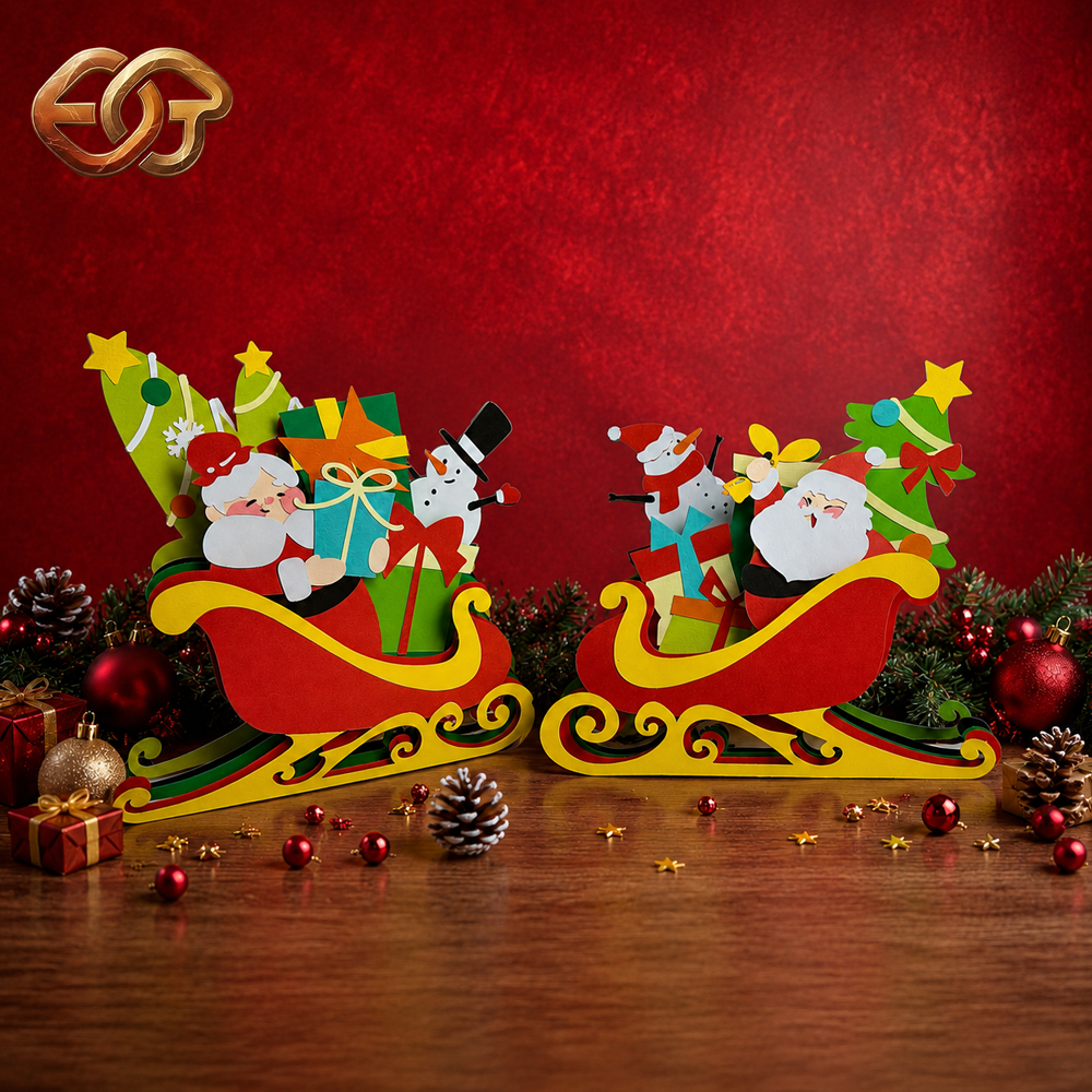 Combo 2 Sleigh Pop-up SVG - 3D Layered Halloween Paper Craft Template for Cricut