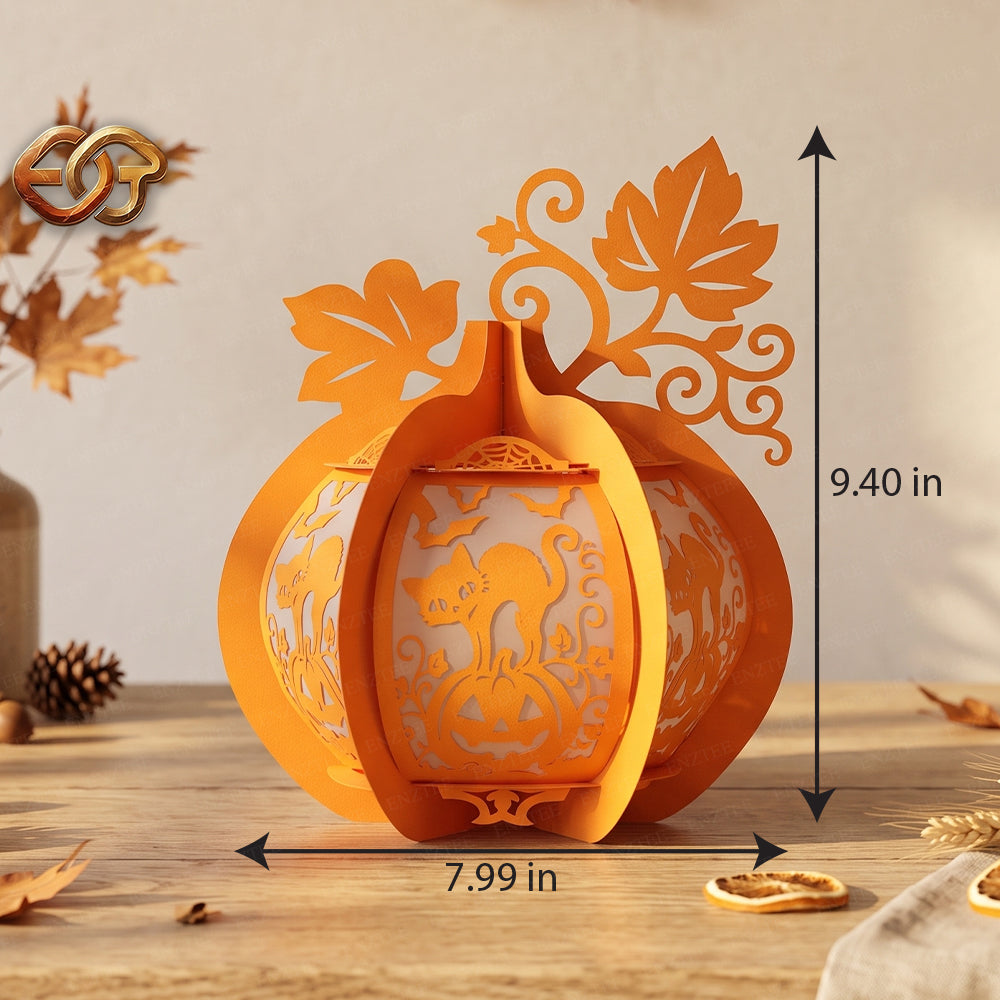 Combo 3 Pumpkin Paper Lantern SVG - 3D Fall Season Night Light Template