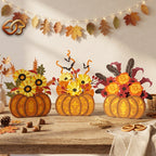 Combo 3 Flower Pop-Up Pumpkin Basket SVG - 3D Layered Fall & Halloween Paper Craft Template for Cricut