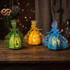 Combo 3 Floral Princess Paper Lantern SVG – 3D Fairy Tale Night Light Template