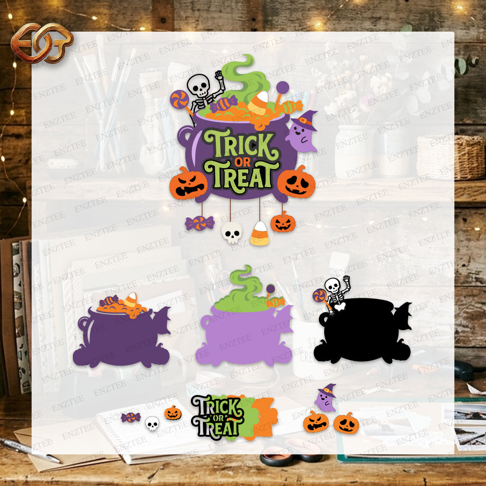 Halloween Door Hanger 3D Layered SVG | Halloween Paper Cut File 2