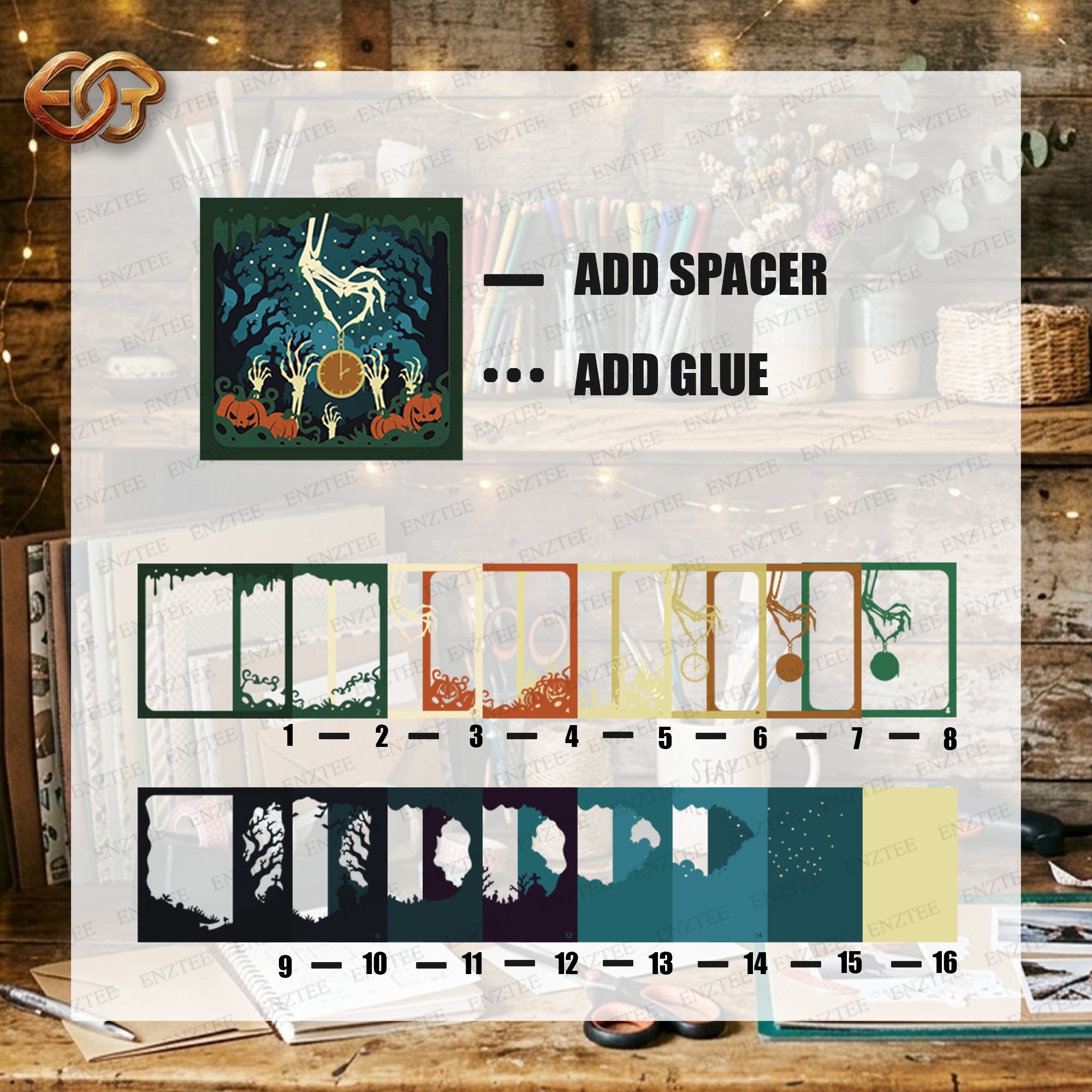 At the End of Time Shadow Box SVG for Cricut | 3D Layered SVG Paper Cut Light Box Template