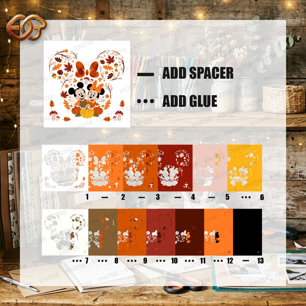 Fall Mouse Shadow Box SVG for Cricut | 3D Layered SVG Paper Cut Light Template 1