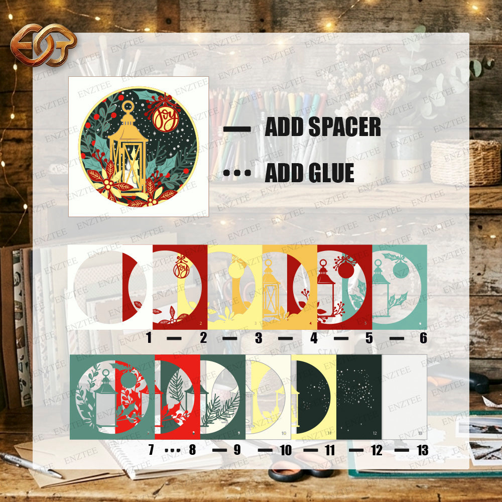 Christmas Candles Shadow Box SVG for Cricut | 3D Layered SVG Paper Cut Light Box Template