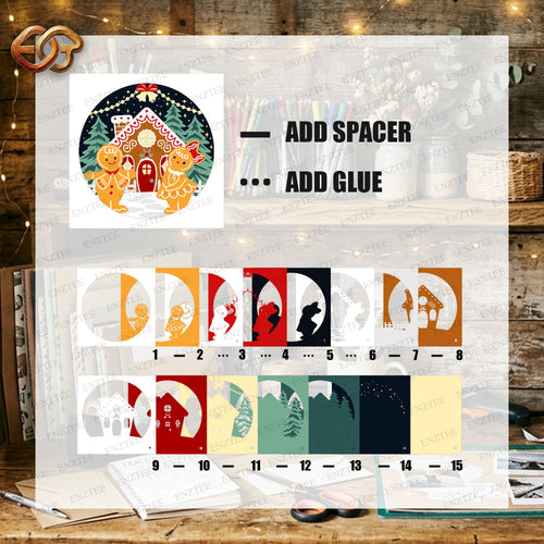 Christmas Gingerbread Shadow Box SVG for Cricut | 3D Layered SVG Paper Cut Light Template 1