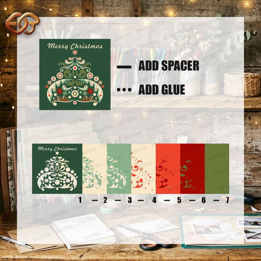 Christmas Tree Shadow Box SVG for Cricut | 3D Layered SVG Paper Cut Light Template 2