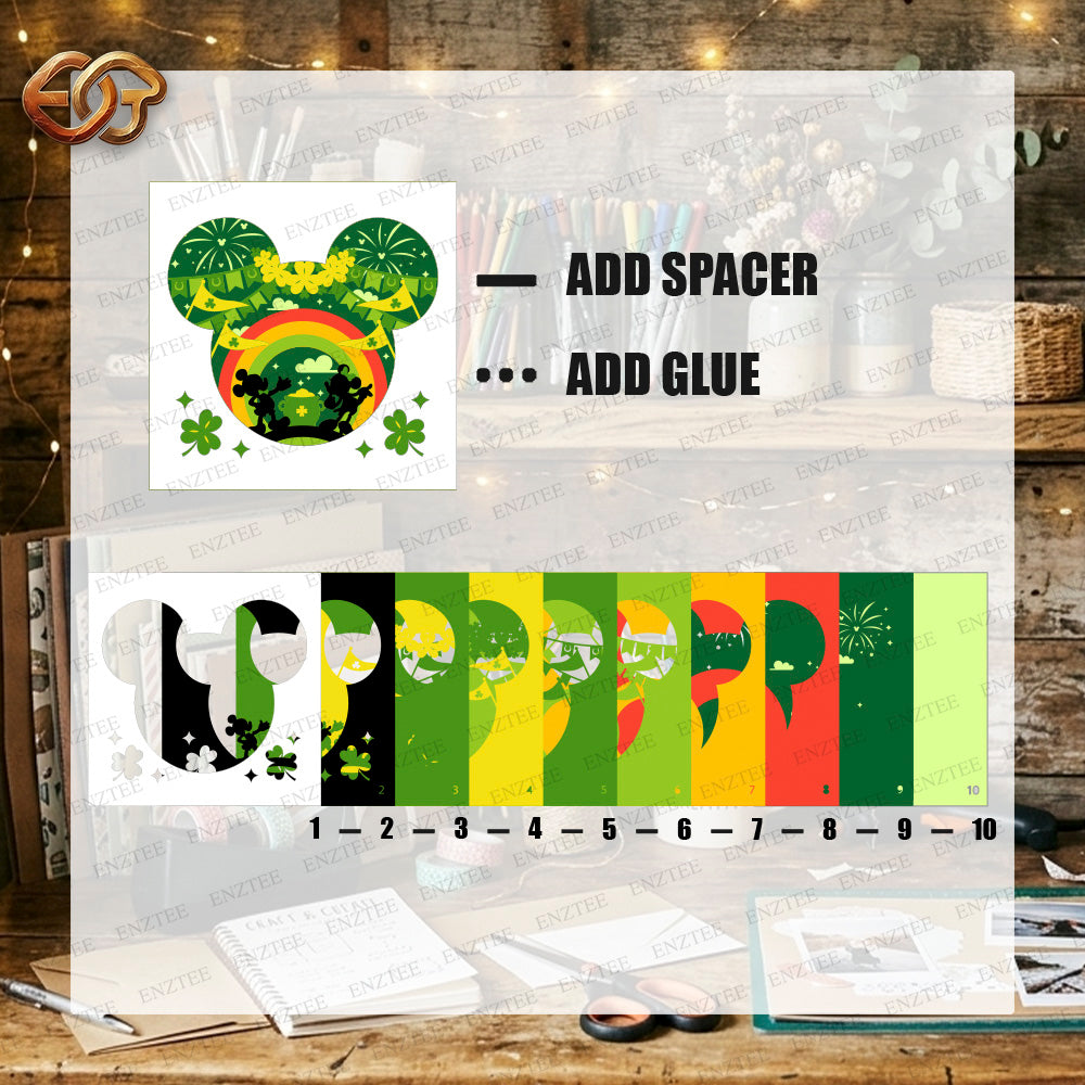 Saint Patrick Shadow Box SVG for Cricut | 3D Layered SVG Paper Cut Light Box Template 3
