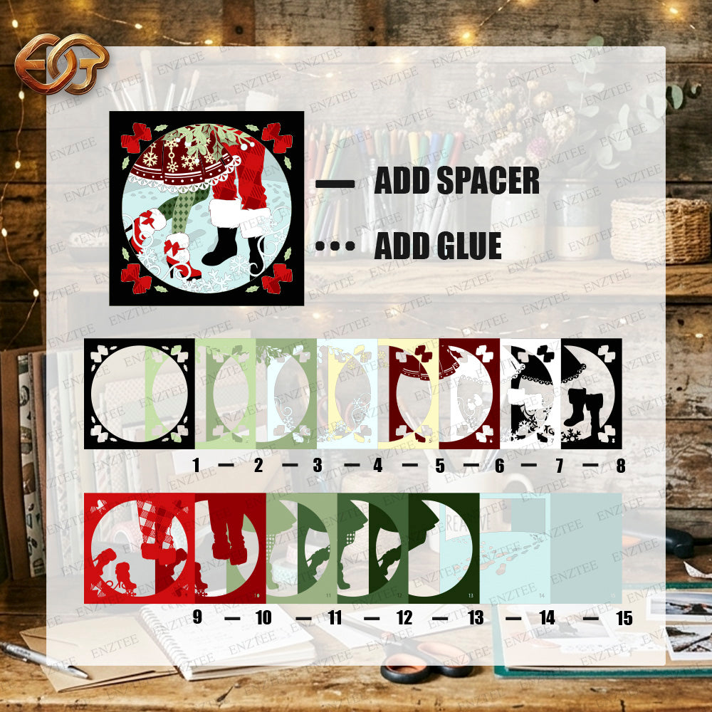 Mistletoe Shadow Box SVG for Cricut | 3D Layered SVG Paper Cut Light Template 2