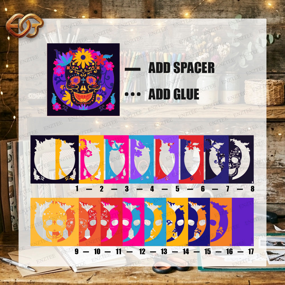 Skull Shadow Box SVG for Cricut | 3D Layered SVG Paper Cut Light Template