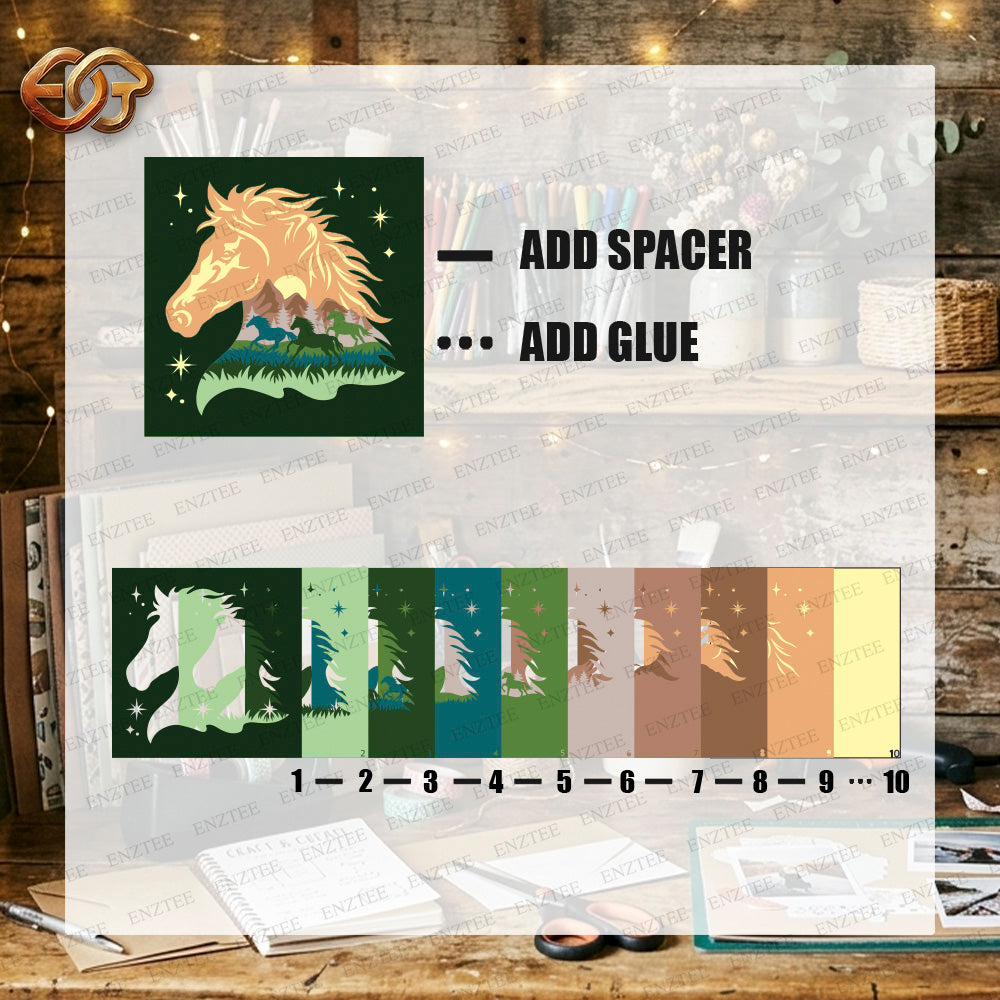 Horse Shadow Box SVG for Cricut | 3D Layered SVG Paper Cut Light Template 2