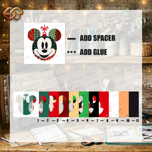 Christmas Mouse Couple Shadow Box SVG for Cricut | 3D Layered SVG Paper Cut Light Box Template 3