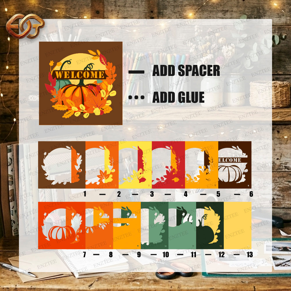 Pumpkin Shadow Box SVG for Cricut | 3D Layered SVG Paper Cut Light Template 1
