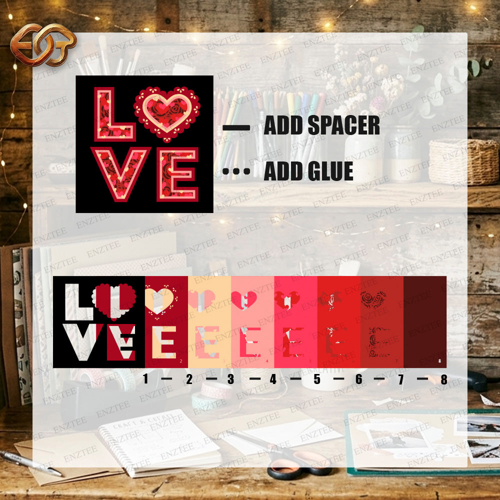 LOVE Shadow Box SVG for Cricut | 3D Layered SVG Paper Cut Light Box Template