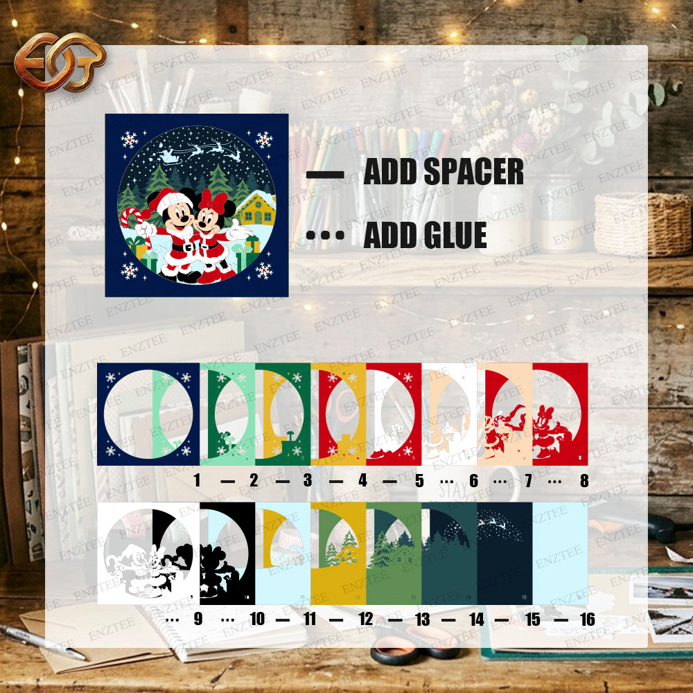 Winter Mouse Shadow Box SVG for Cricut | 3D Layered SVG Paper Cut Light Template 4