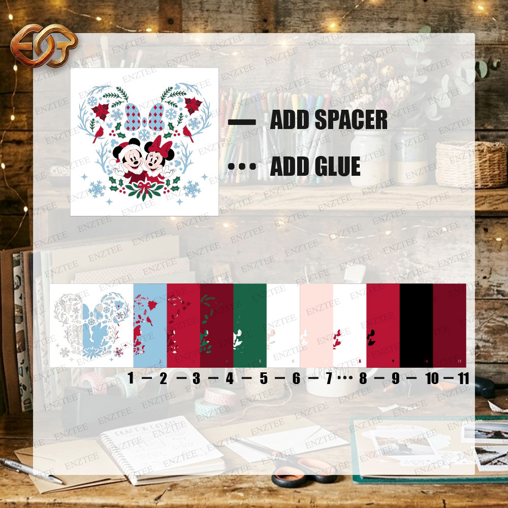 Winter Mouse Couple Shadow Box SVG for Cricut | 3D Layered SVG Paper Cut Light Template
