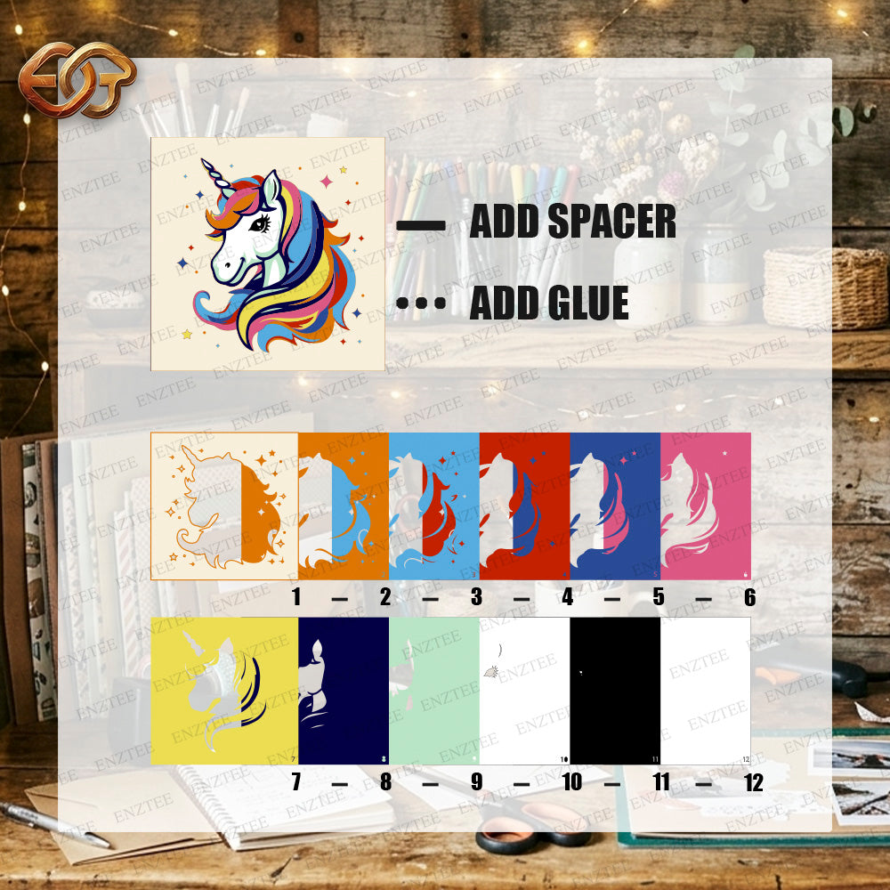 Unicorn Shadow Box SVG for Cricut | 3D Layered SVG Paper Cut Light Template 2