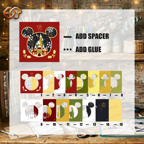 Christmas Castle Shadow Box SVG for Cricut | 3D Layered SVG Paper Cut Light Box Template