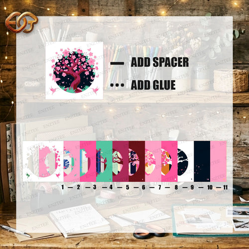 Cherry Blossom Shadow Box SVG for Cricut | 3D Layered SVG Paper Cut Light Template