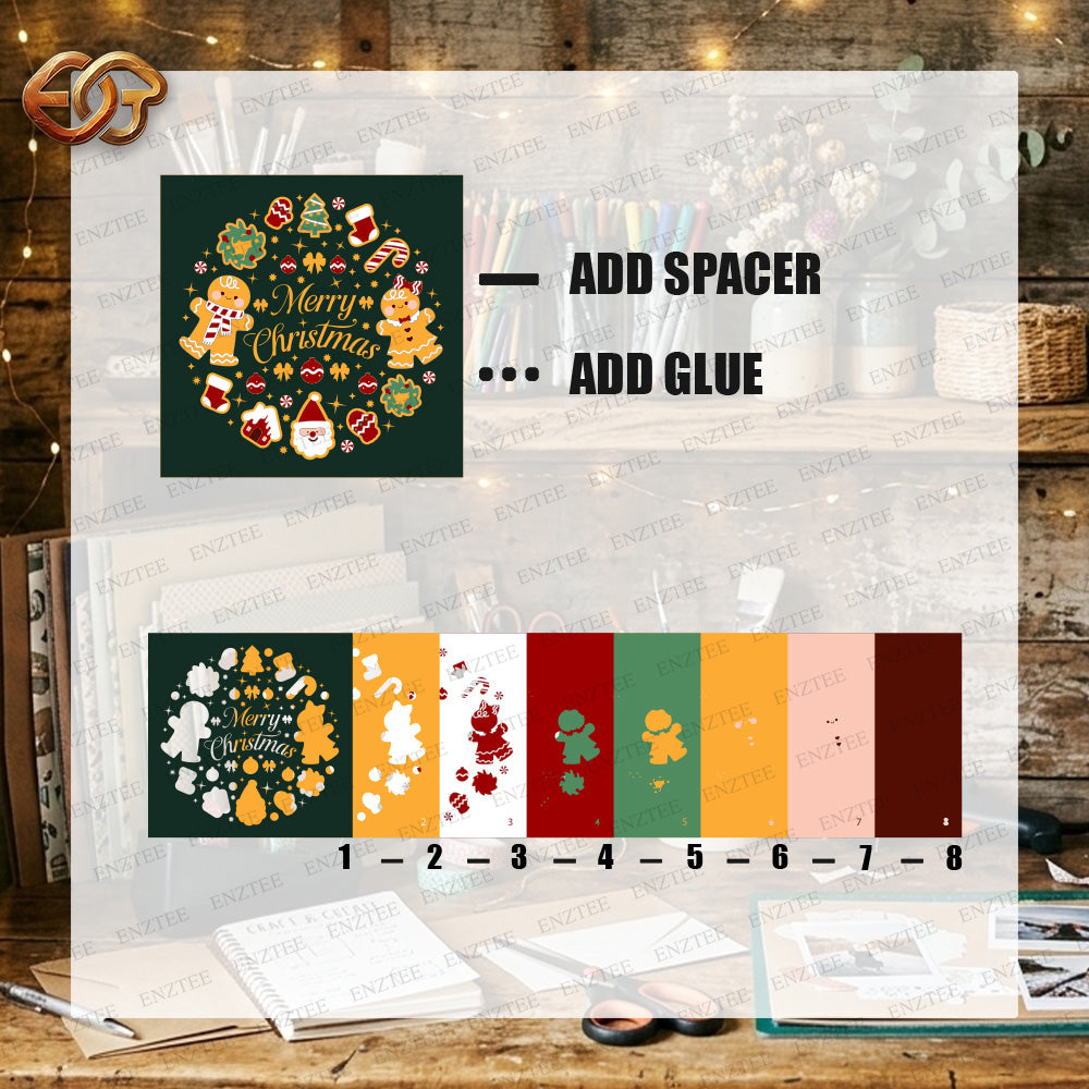 Christmas Gingerbread Shadow Box SVG for Cricut | 3D Layered SVG Paper Cut Light Template 2