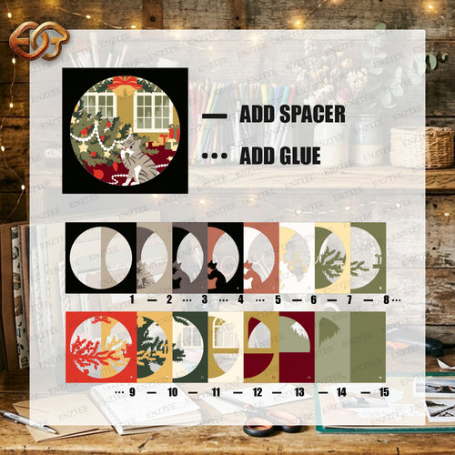 Christmas Cat Shadow Box SVG for Cricut | 3D Layered SVG Paper Cut Light Box Template