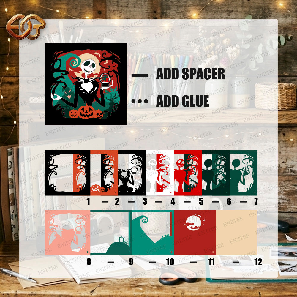 Nightmare Shadow Box SVG for Cricut | 3D Layered SVG Paper Cut Light Template 4