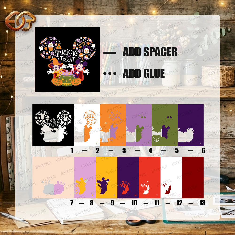 Trick or Treat Shadow Box SVG for Cricut | 3D Layered SVG Paper Cut Light Template 2