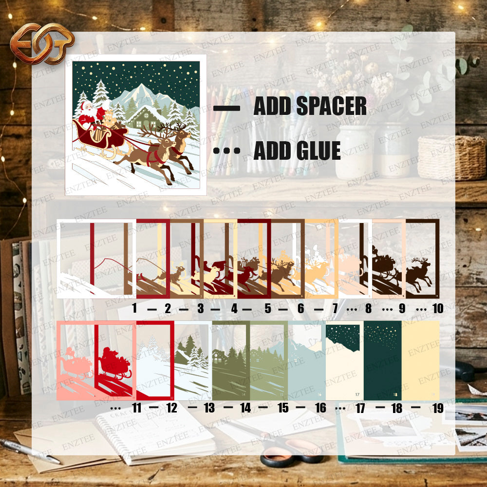 Santa Claus Shadow Box SVG for Cricut | 3D Layered SVG Paper Cut Light Template 5